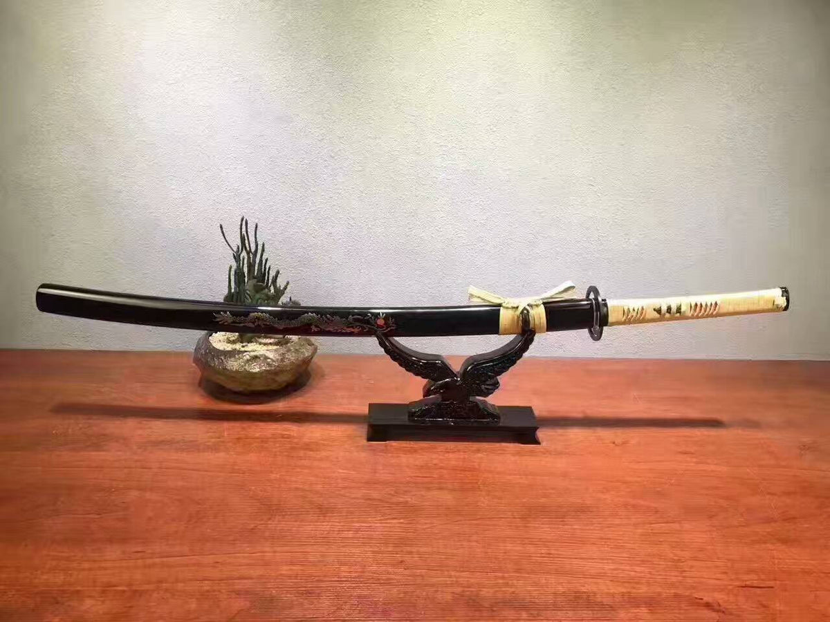 Samurai sword, T10 high carbon steel,Wood scabbard,Iron Tsuba,Full tang,Length 39 inch - Chinese sword shop