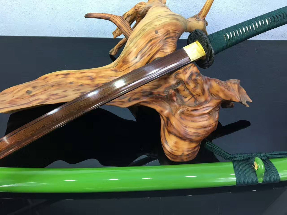 Samurai sword,katana,Folded steel Dark red blade,Green scabbard,Alloy fittings - Chinese sword shop