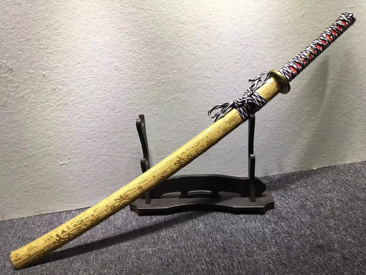 Nihontou Katana,Medium carbon steel blade,Yellow scabbard,Alloy - Chinese sword shop