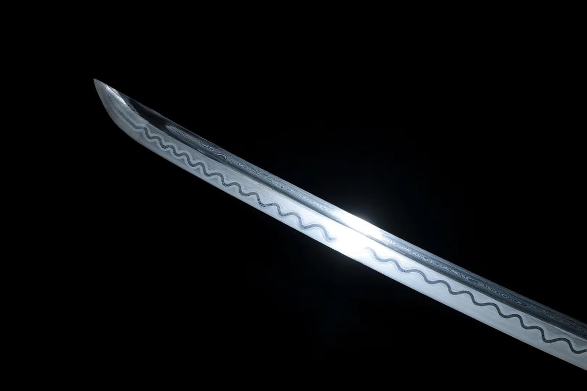 Samurai sword,Damascus steel blade,Wood scabbard - Chinese sword shop
