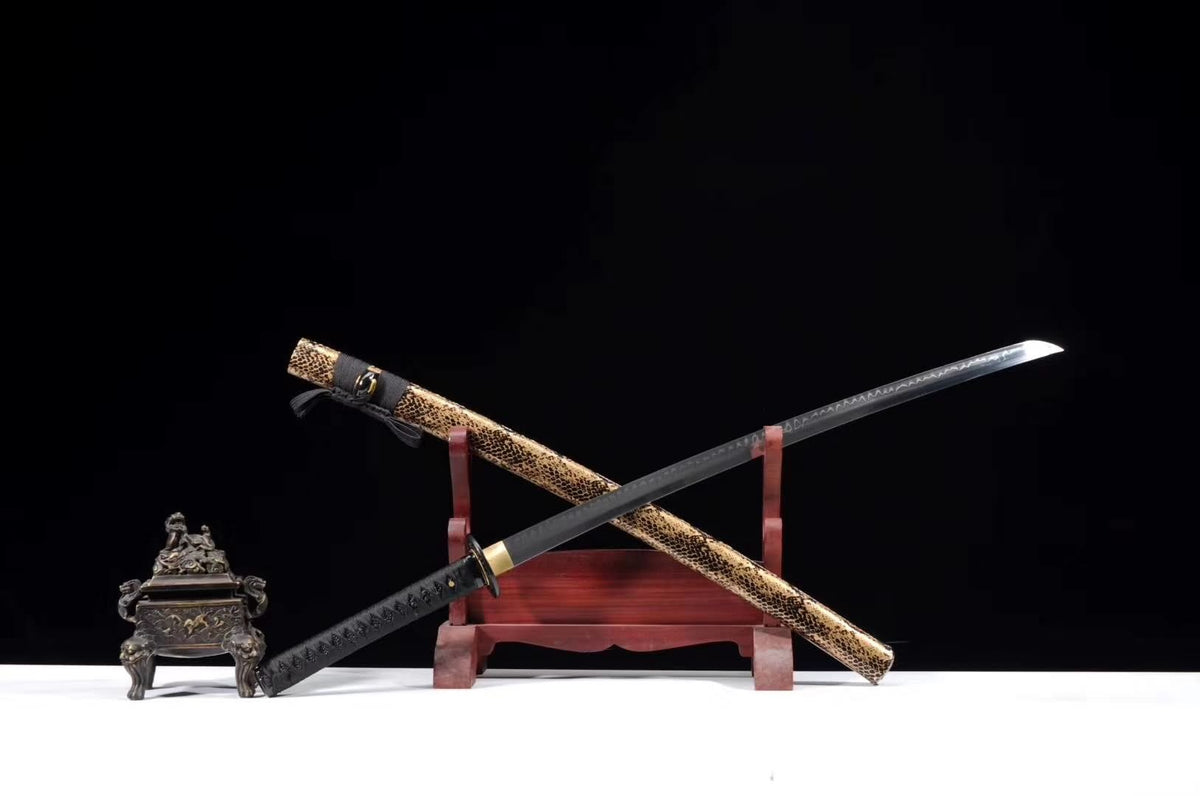 katana,High carbon steel burn blade,Snake skin texture scabbard - Chinese sword shop
