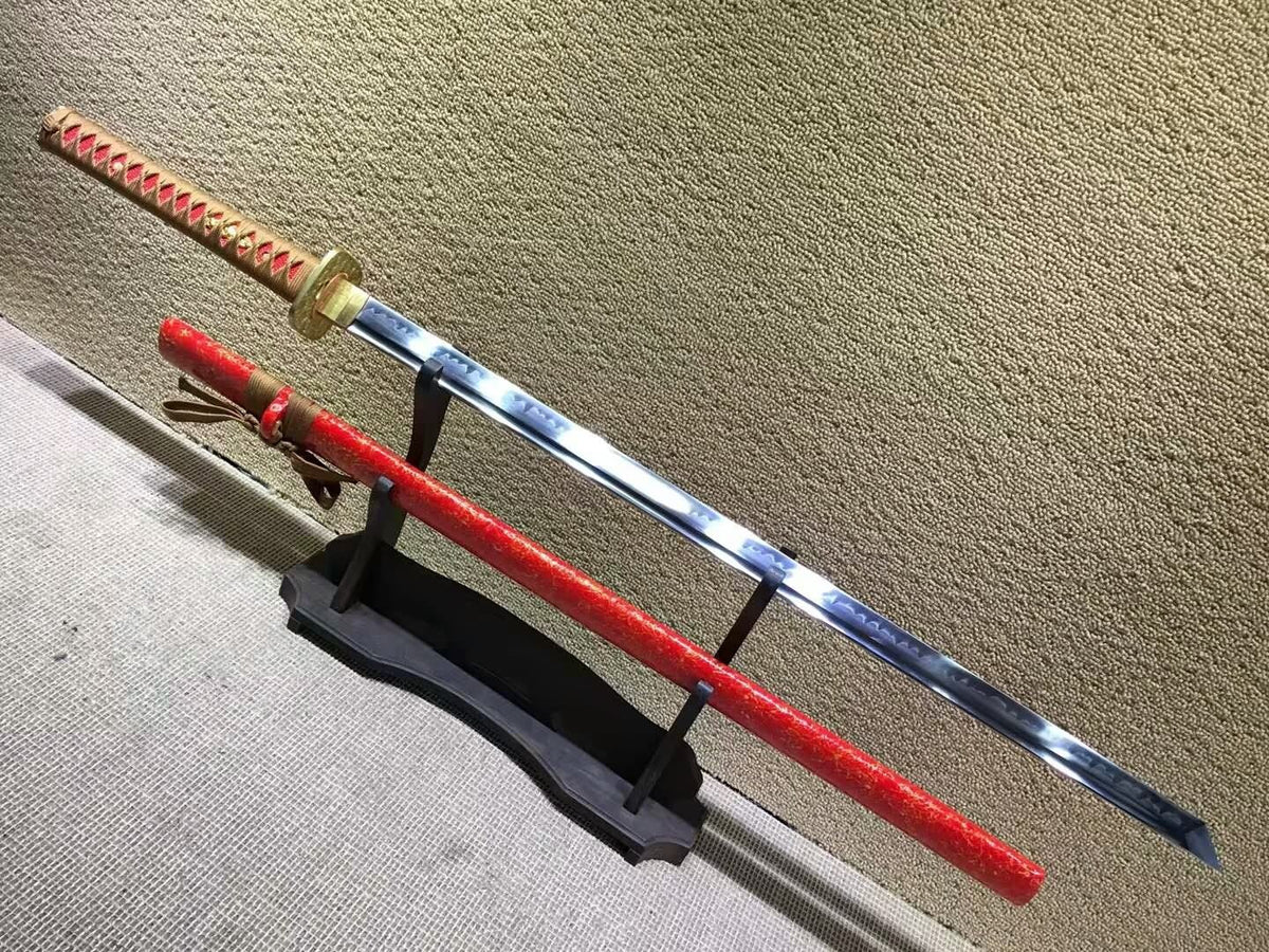 Ninja Sword(High-carbon steel burn blade,Red scabbard,Brass)Full tang - Chinese sword shop