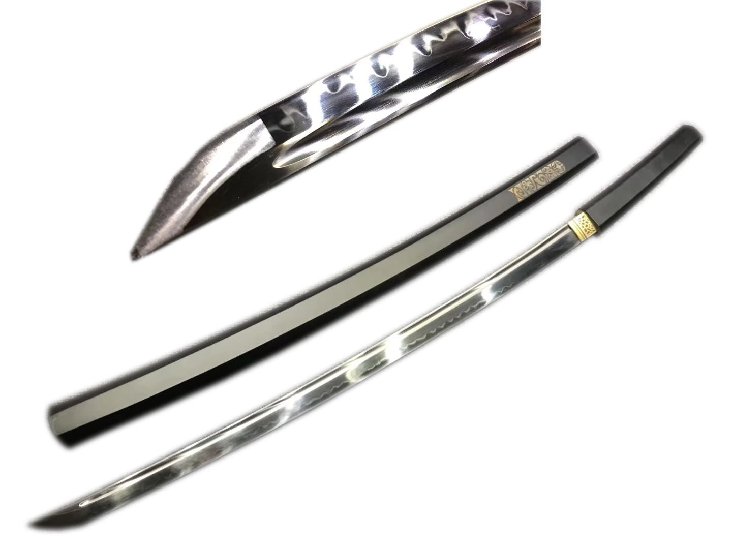 Katana,High carbon steel burn blade,Black paint scabbard - Chinese sword shop