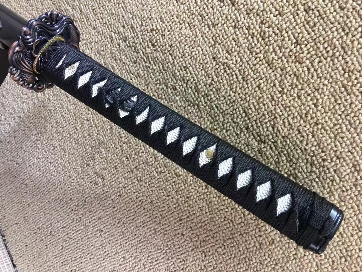 Katana,Medium carbon steel,Black scabbard,Alloy fittings,Length 39 inch - Chinese sword shop