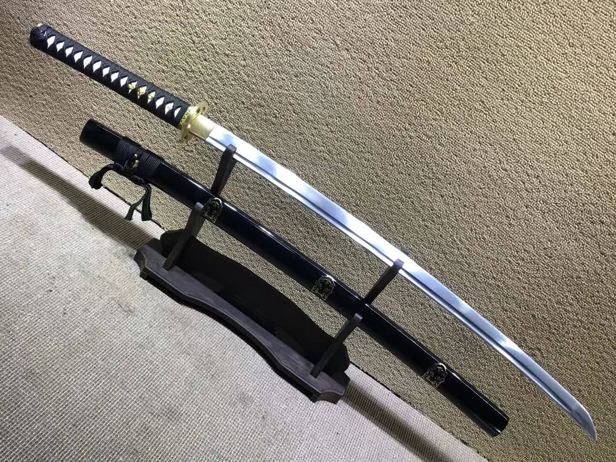 Samurai swords,Medium carbon steel bade,Black scabbard,Brass fitteds - Chinese sword shop