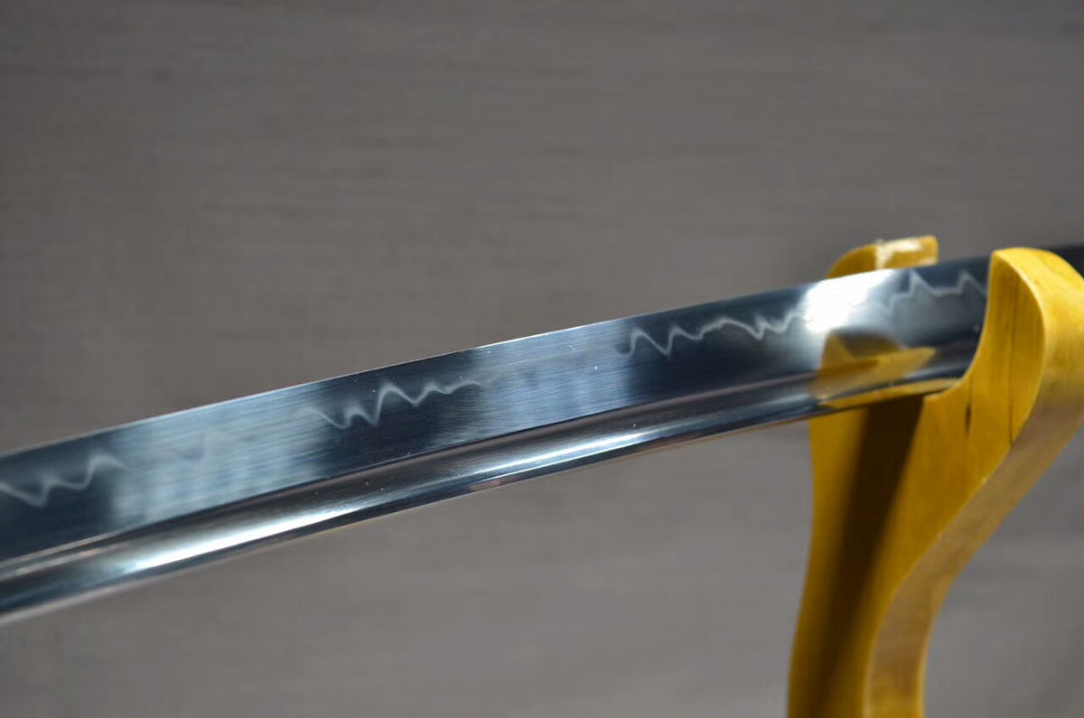 Katana(T10 high carbon steel burn blade,Black scabbard,Brass fitted)Full tang,Length 39" - Chinese sword shop