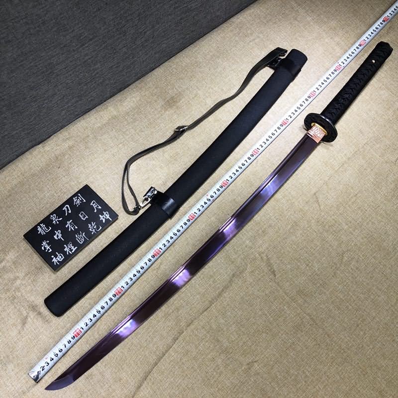 Purple Katana,High carbon steel blade,Leather scabbard,Full tang - Chinese sword shop
