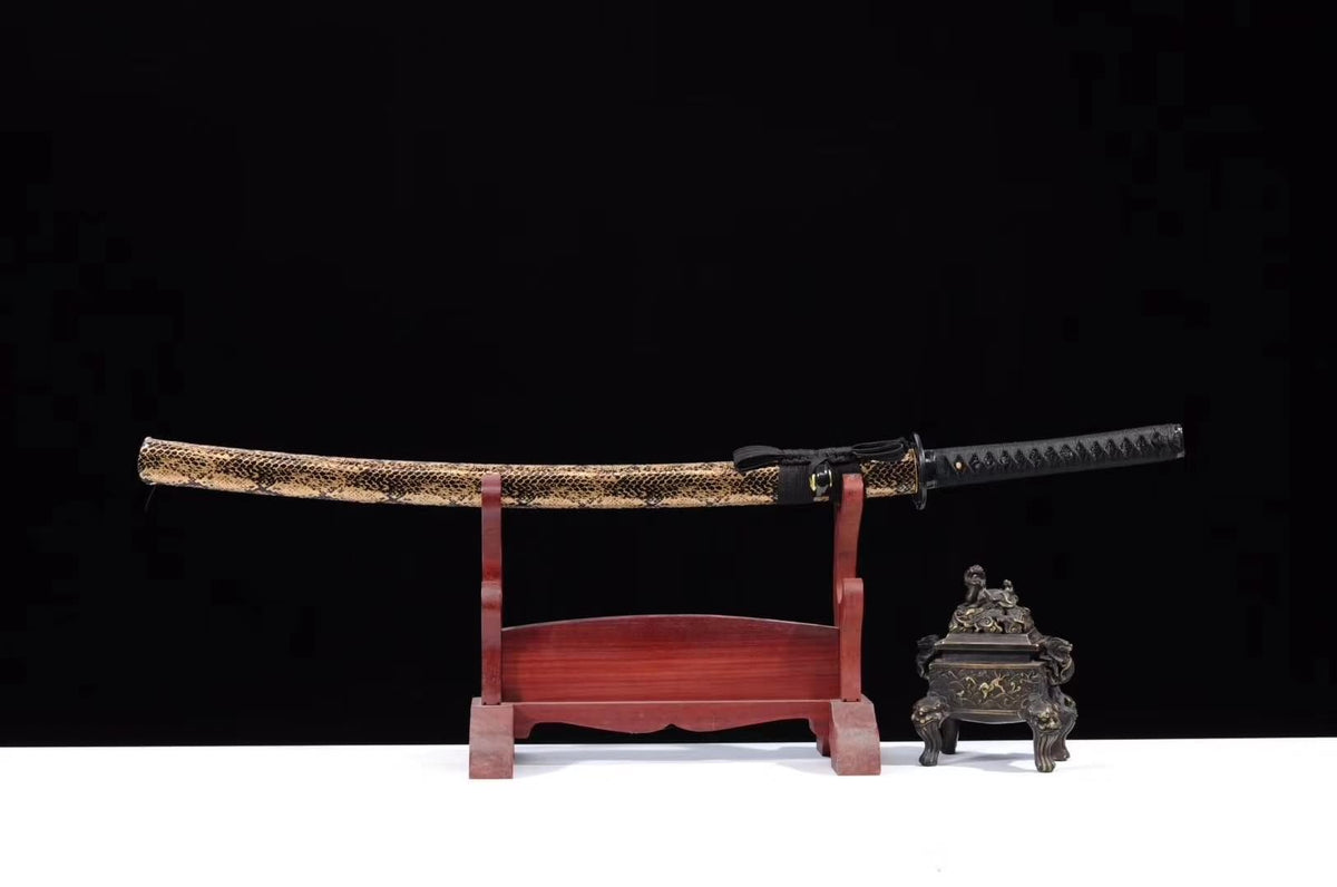 katana,High carbon steel burn blade,Snake skin texture scabbard - Chinese sword shop