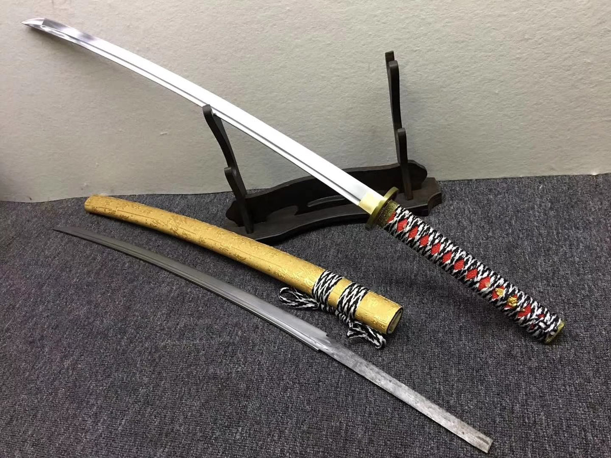 Nihontou Katana,Medium carbon steel blade,Yellow scabbard,Alloy - Chinese sword shop