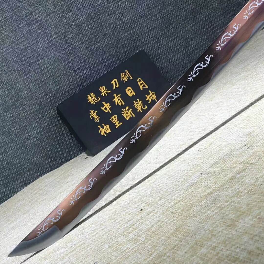 Katana,High carbon steel etch blade,Wood scabbard,Steel handle - Chinese sword shop