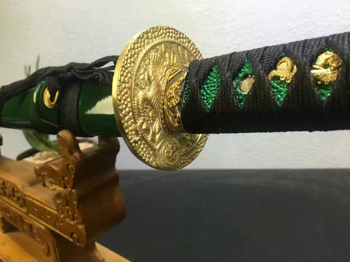Samurai Tiger sword/High carbon steel burn blade/Wood Scabbard/Brass Tosogu - Chinese sword shop