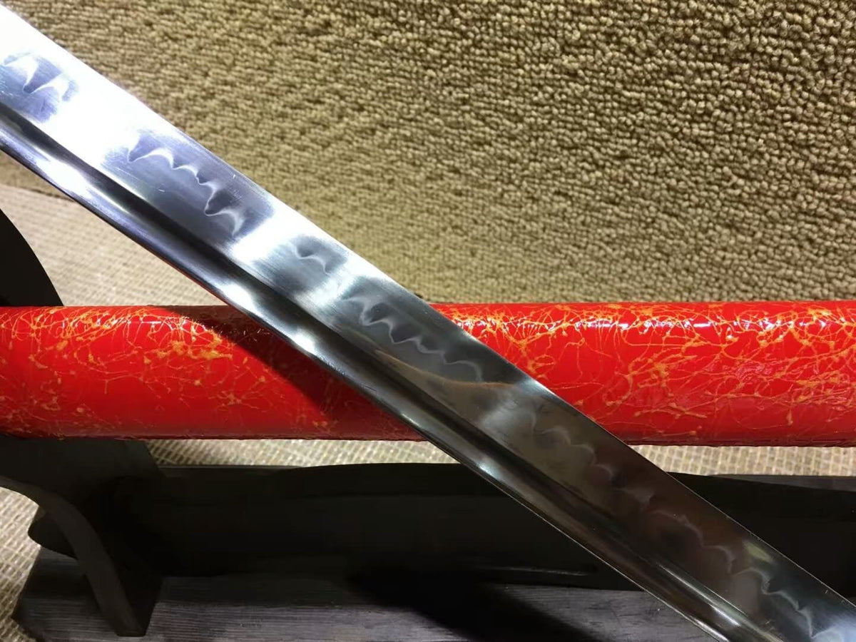 Ninja Sword(High-carbon steel burn blade,Red scabbard,Brass)Full tang - Chinese sword shop