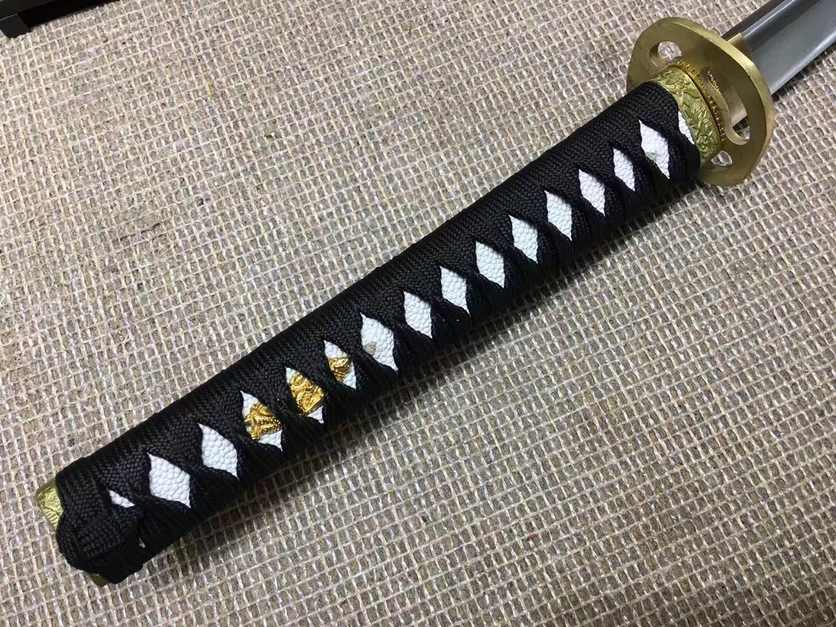 Katana(Copper fitted,Medium carbon steel,Black scabbard)Full tang,Length 40" - Chinese sword shop