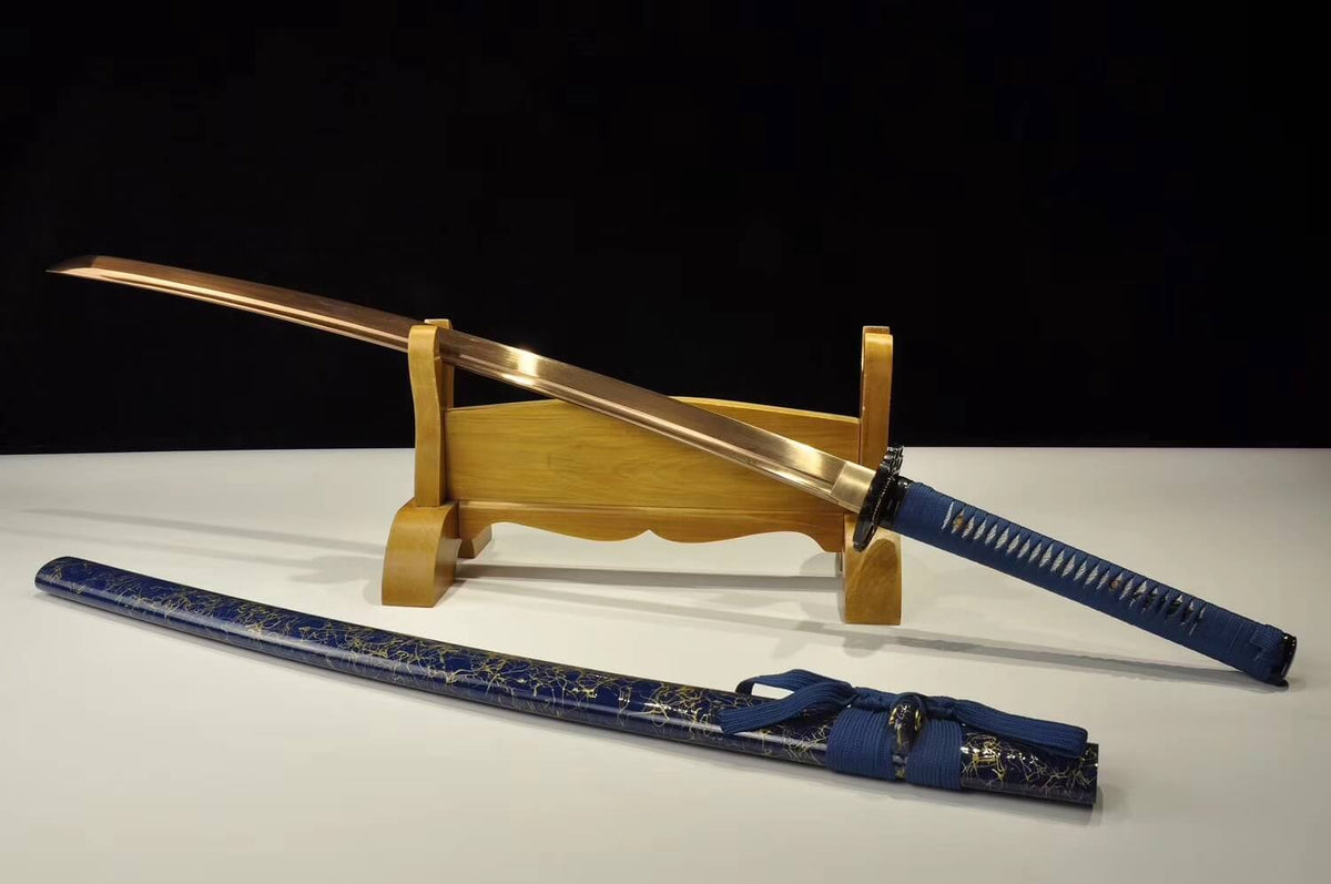 katana(Damascus steel gold blade,Wood scabbard,Alloy fittings)Full tang - Chinese sword shop