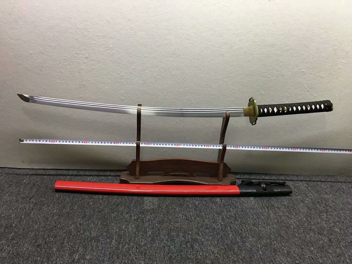 katana,High manganese steel blade,Red black scabbard,Alloy - Chinese sword shop