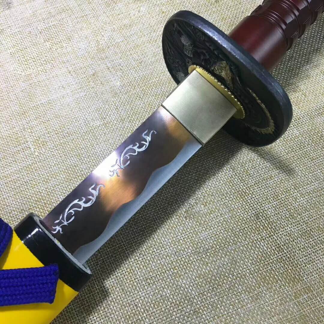 Katana,High carbon steel etch blade,Wood scabbard,Steel handle - Chinese sword shop