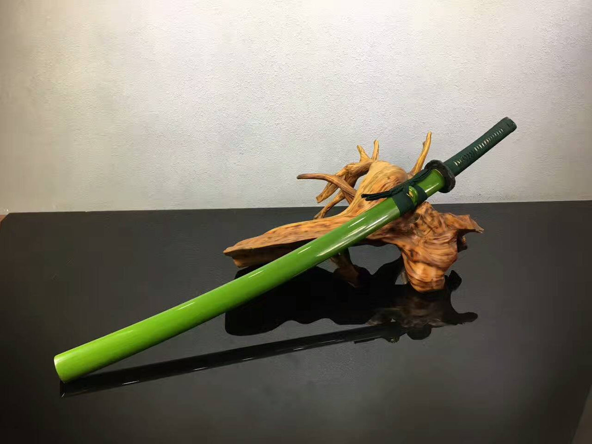 Samurai sword,katana,Folded steel Dark red blade,Green scabbard,Alloy fittings - Chinese sword shop