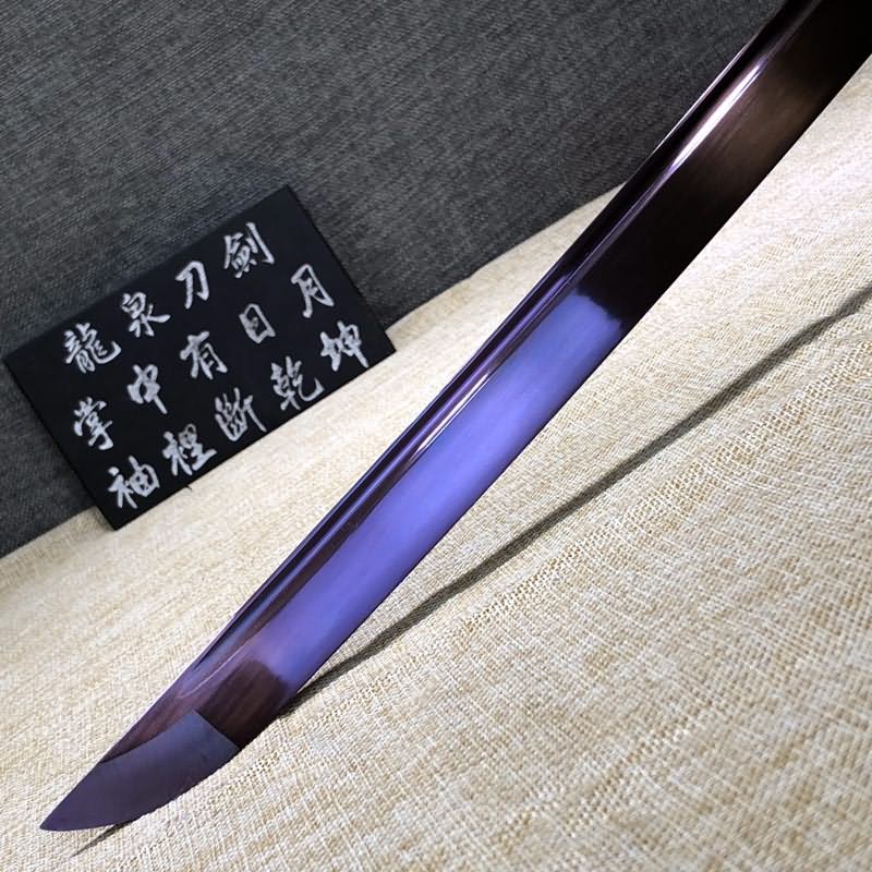 Purple Katana,High carbon steel blade,Leather scabbard,Full tang - Chinese sword shop