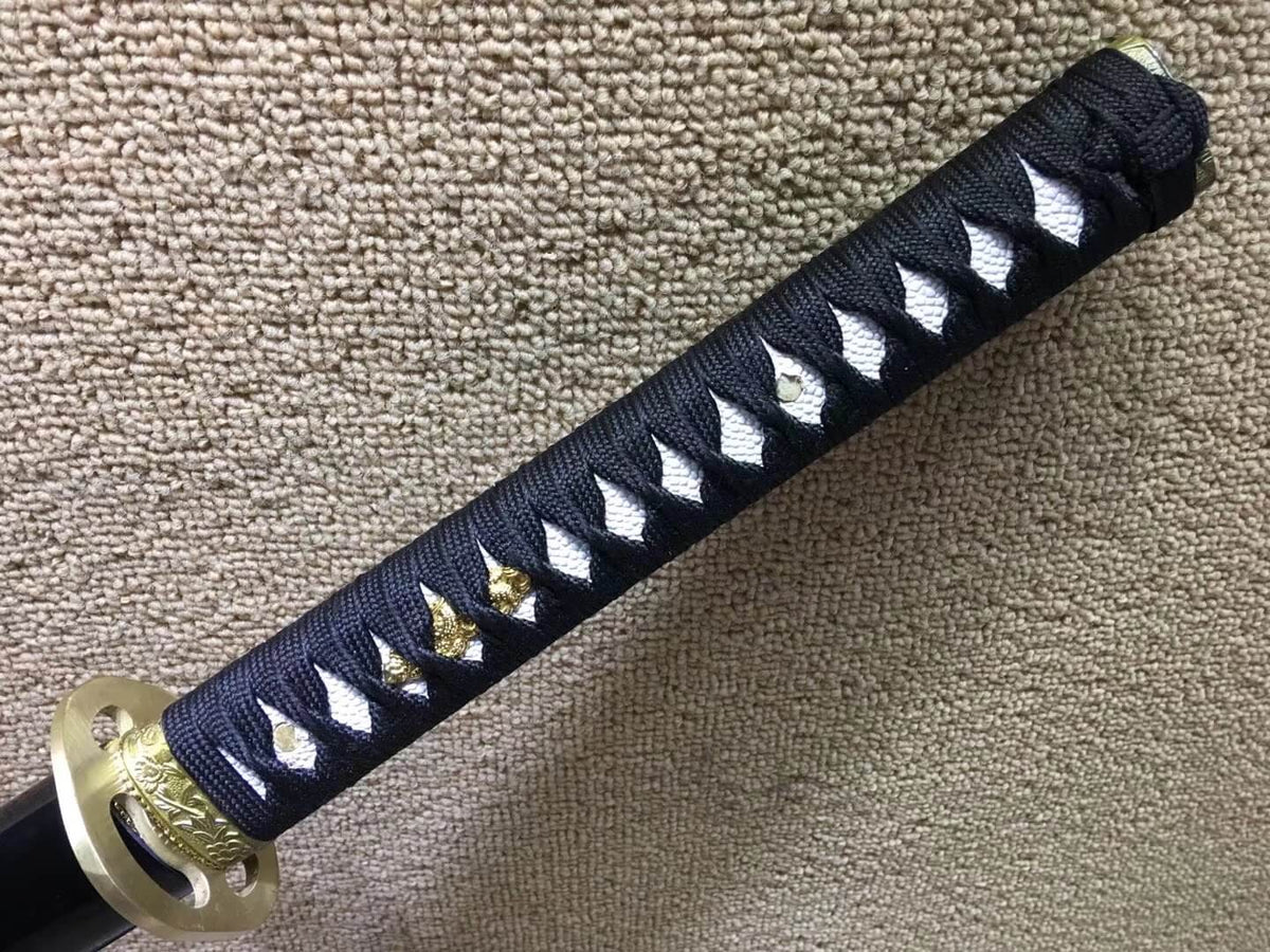 Samurai swords,Medium carbon steel bade,Black scabbard,Brass fitteds - Chinese sword shop