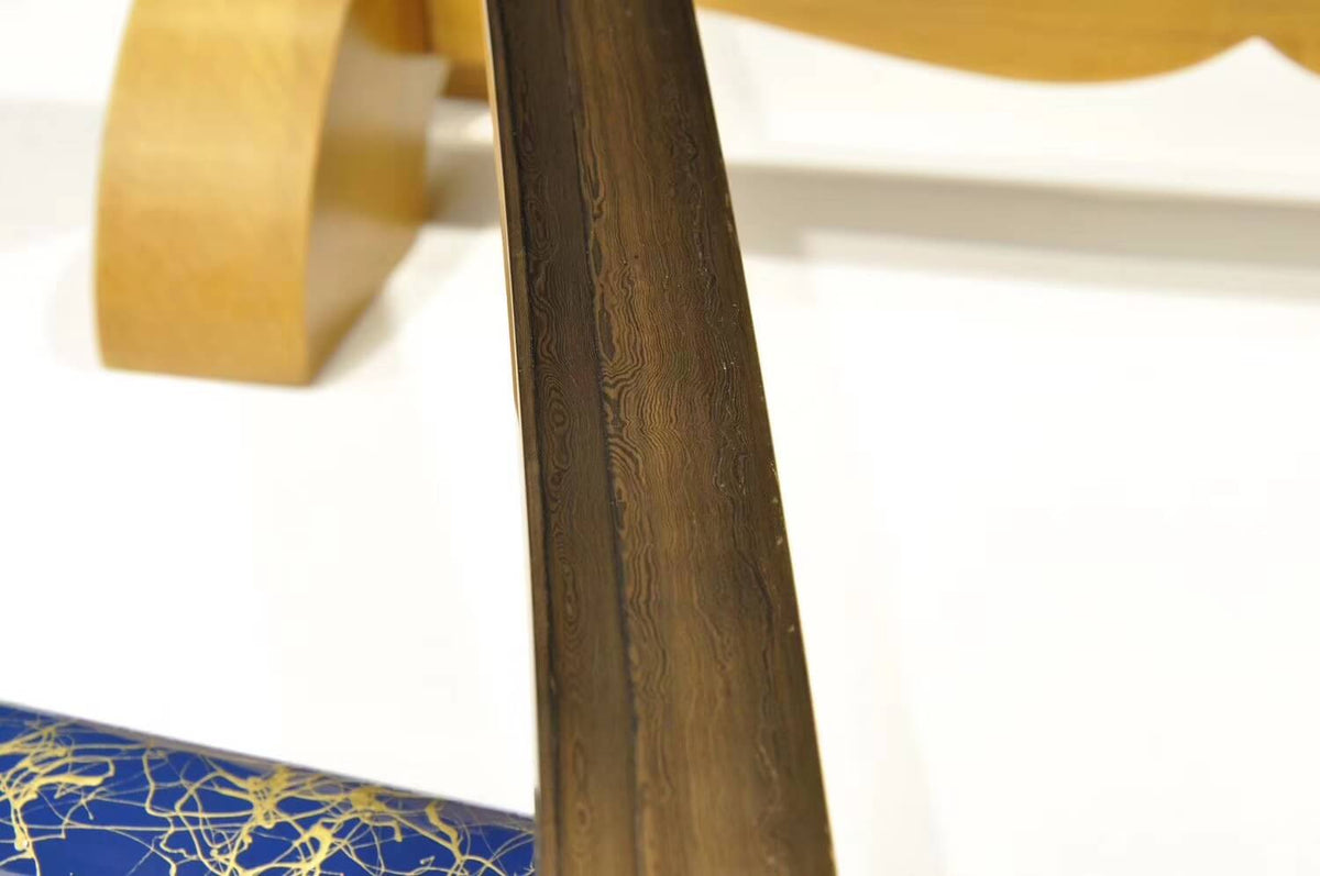 katana(Damascus steel gold blade,Wood scabbard,Alloy fittings)Full tang - Chinese sword shop