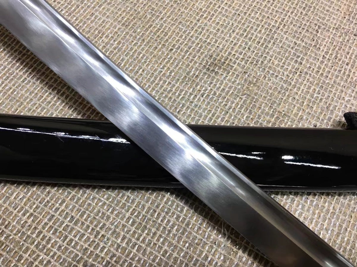 Katana(Copper fitted,Medium carbon steel,Black scabbard)Full tang,Length 40" - Chinese sword shop