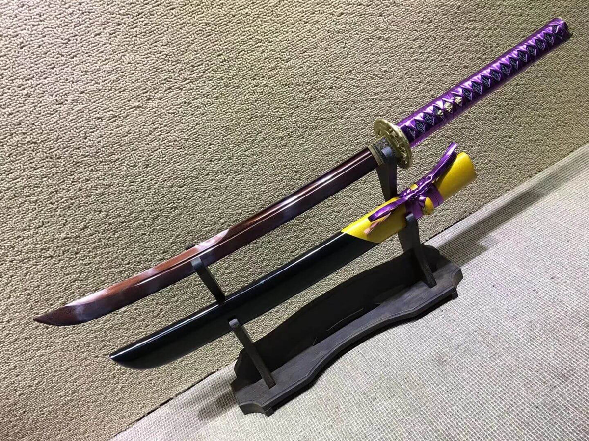 Niger Sabre,Damascus steel dark red blade,Solid wood scabbard,Brass fittings,Length 34" - Chinese sword shop