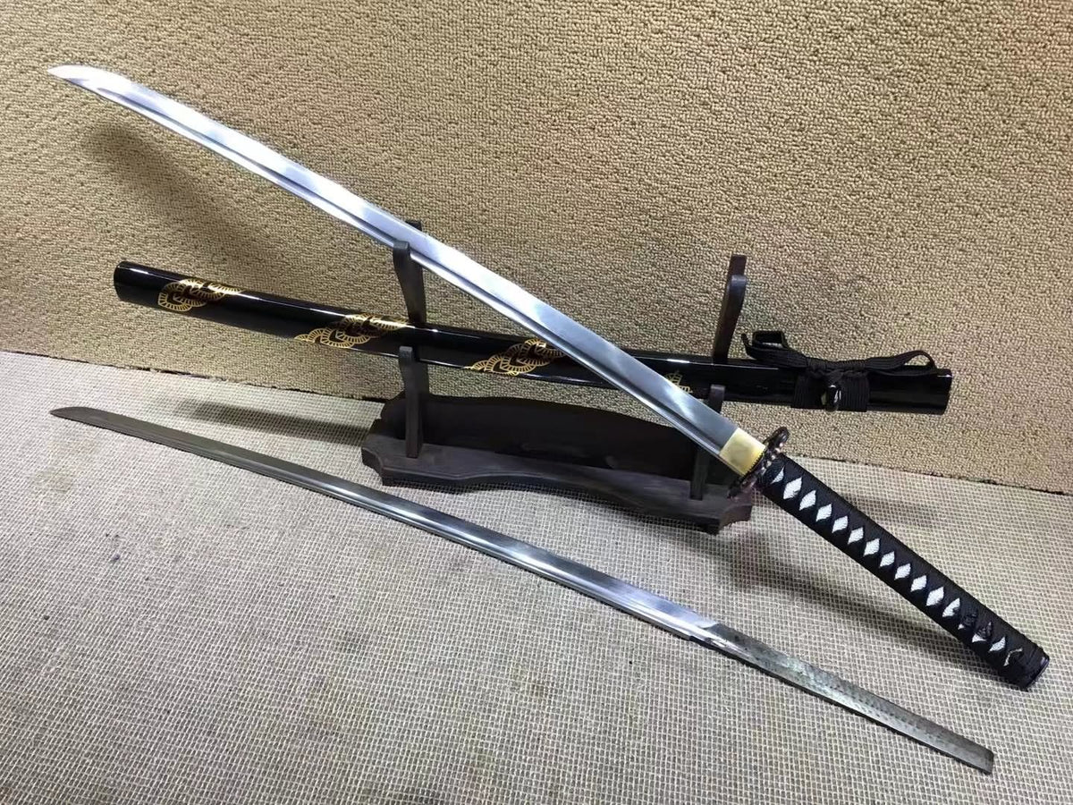 Katana,Medium carbon steel,Black scabbard,Alloy fittings,Length 39 inch - Chinese sword shop