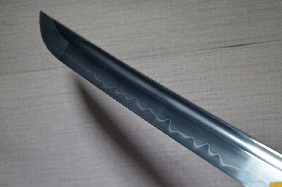 Katana(T10 high carbon steel burn blade,Black scabbard,Brass fitted)Full tang,Length 39" - Chinese sword shop