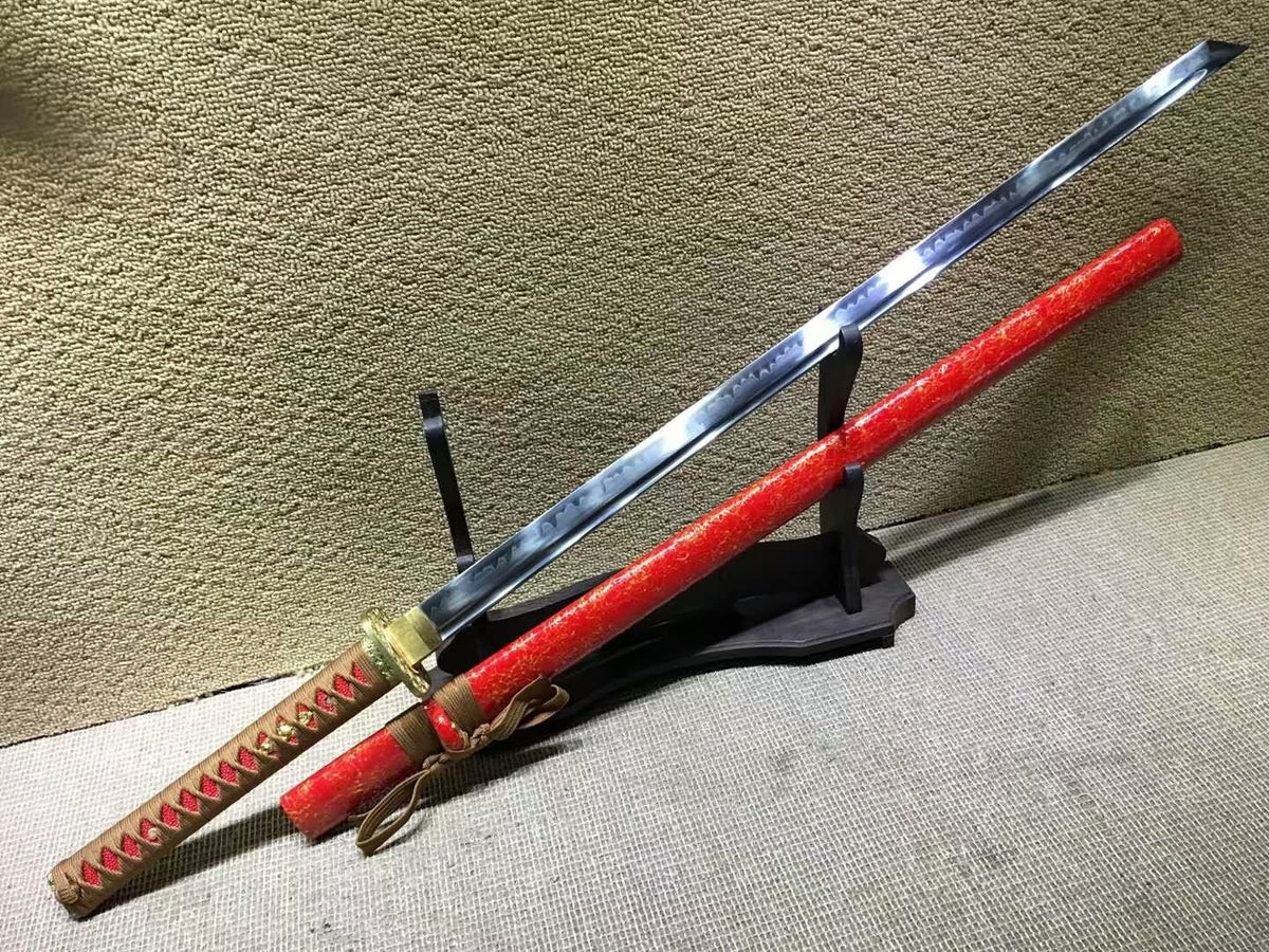 Ninja Sword(High-carbon steel burn blade,Red scabbard,Brass)Full tang - Chinese sword shop
