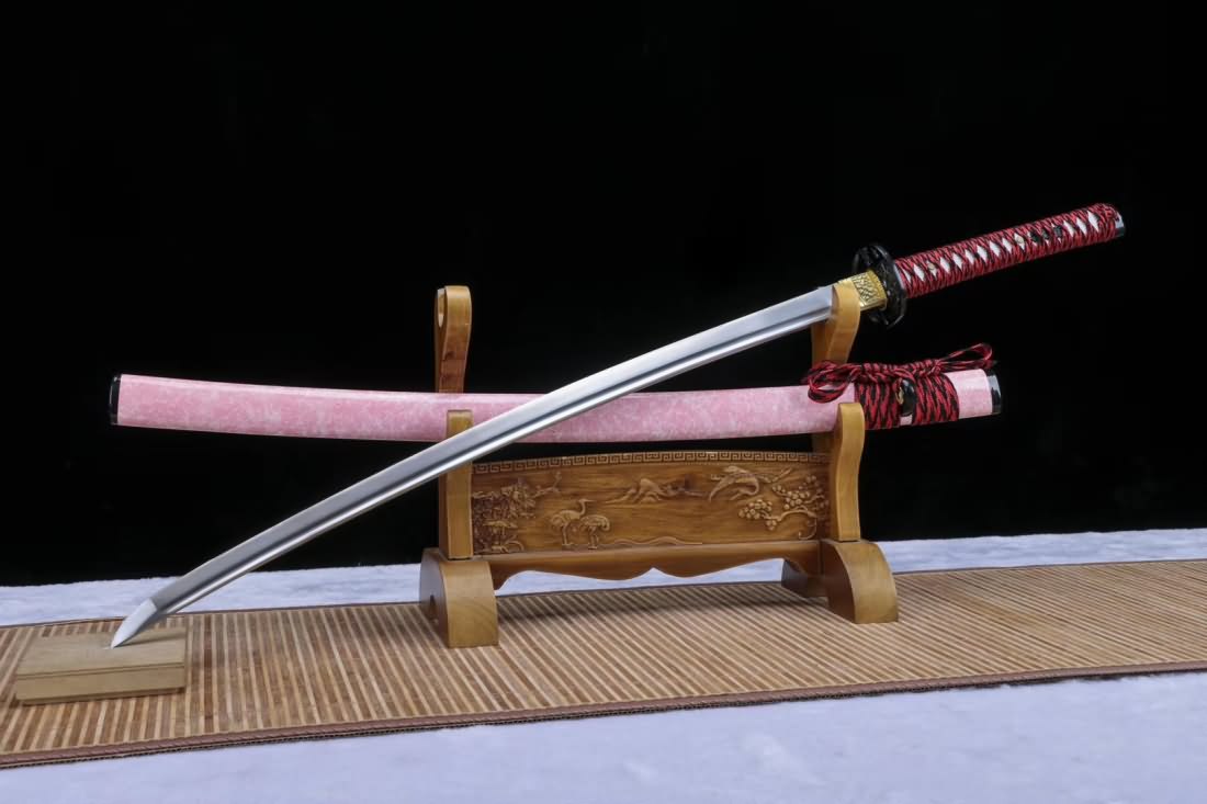 Samurai sword,Medium carbon steel blade,Pink scabbard - Chinese sword shop