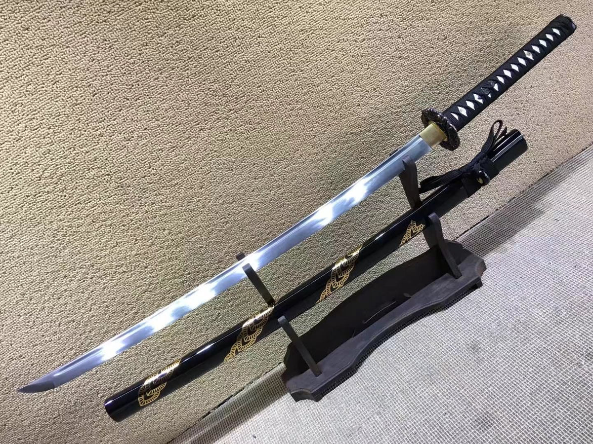 Katana,Medium carbon steel,Black scabbard,Alloy fittings,Length 39 inch - Chinese sword shop