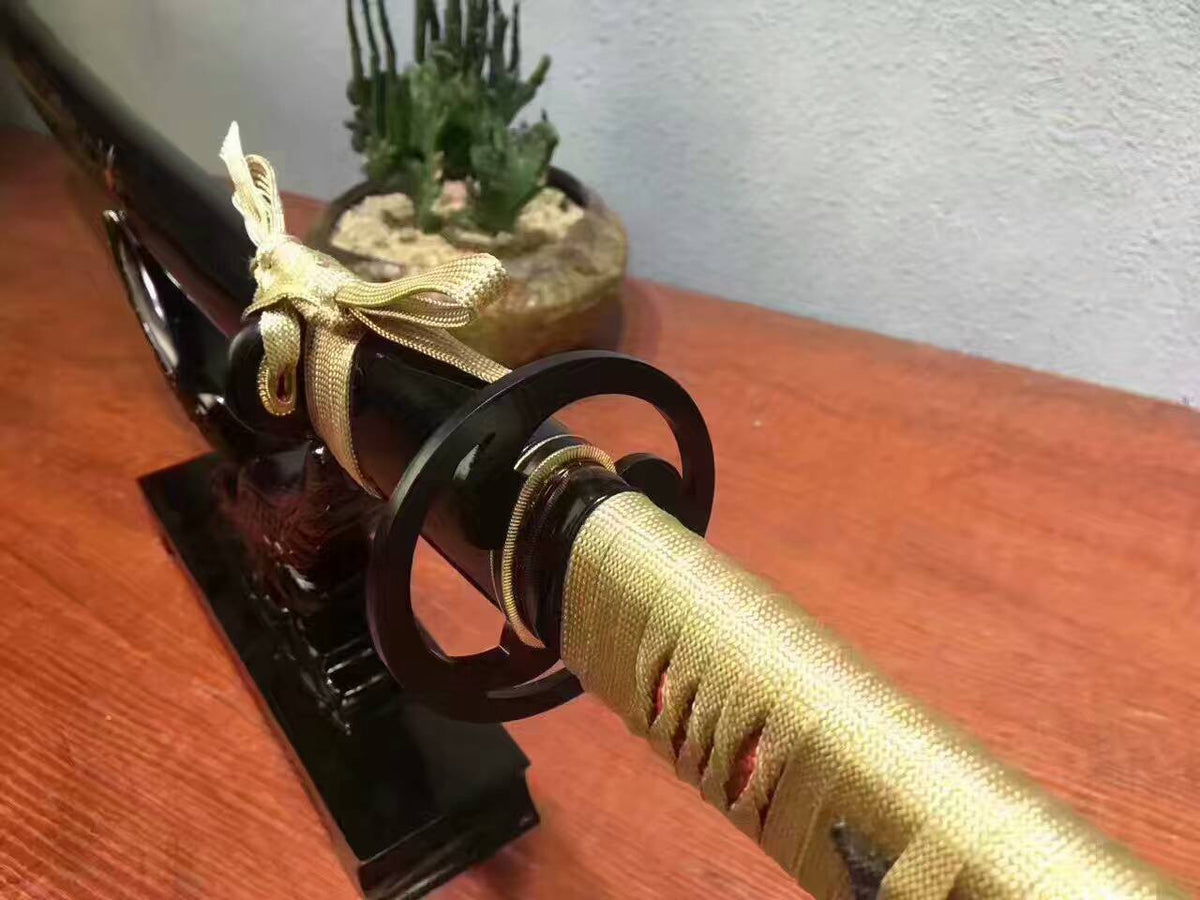 Samurai sword, T10 high carbon steel,Wood scabbard,Iron Tsuba,Full tang,Length 39 inch - Chinese sword shop