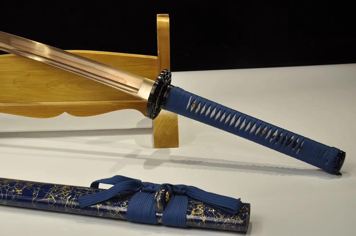 katana(Damascus steel gold blade,Wood scabbard,Alloy fittings)Full tang - Chinese sword shop