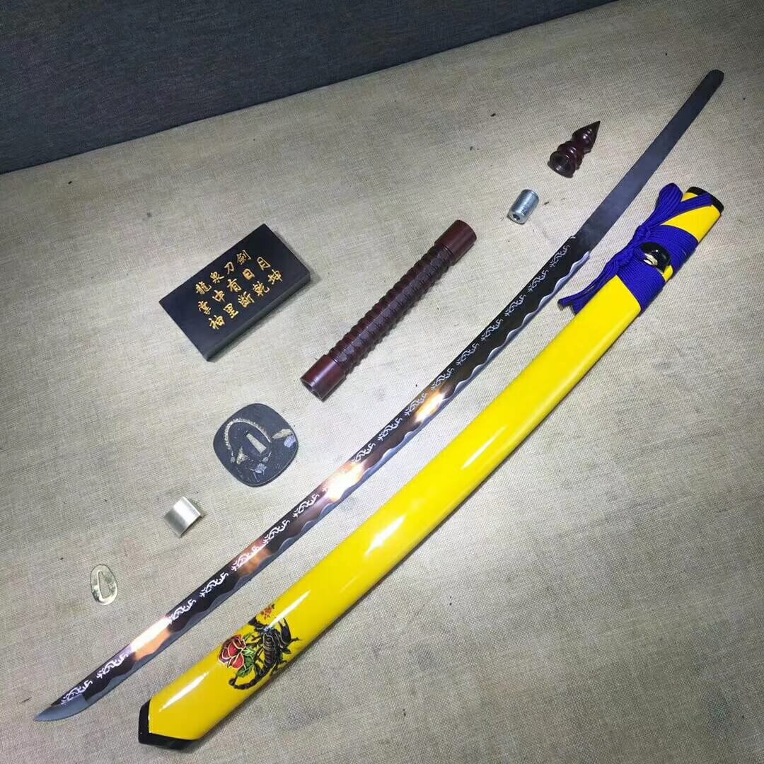 Katana,High carbon steel etch blade,Wood scabbard,Steel handle - Chinese sword shop