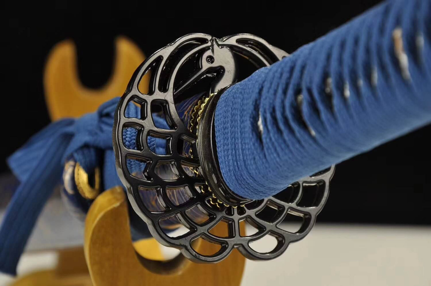 katana(Damascus steel gold blade,Wood scabbard,Alloy fittings)Full tang - Chinese sword shop