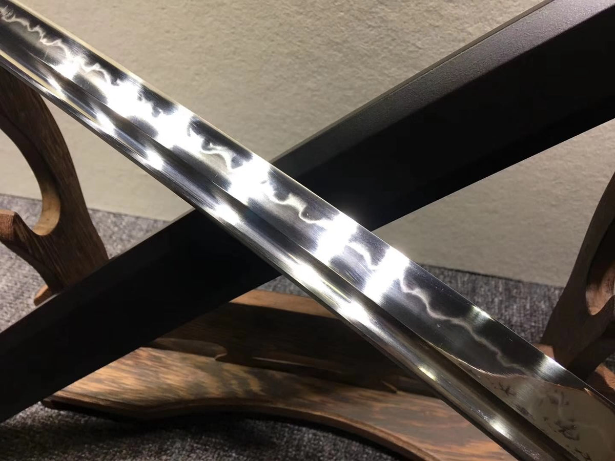 Katana,High carbon steel burn blade,Black paint scabbard - Chinese sword shop