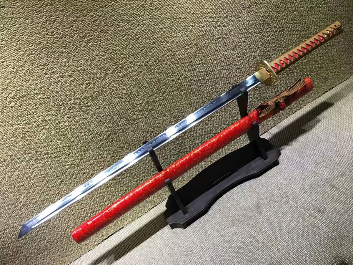 Ninja Sword(High-carbon steel burn blade,Red scabbard,Brass)Full tang - Chinese sword shop
