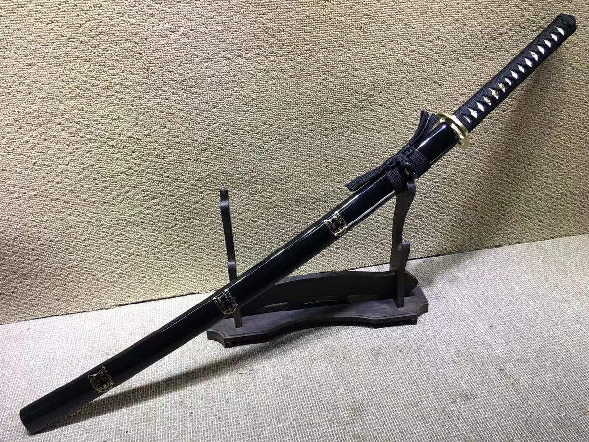 Samurai swords,Medium carbon steel bade,Black scabbard,Brass fitteds - Chinese sword shop