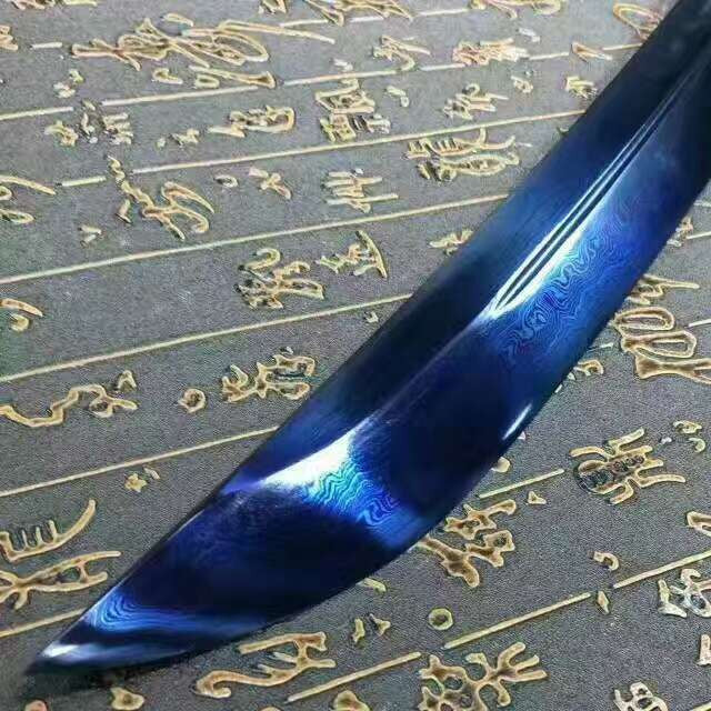 katana(Folding steel blue blade,Blue Scabbard,Alloy Tosogu)Full tang - Chinese sword shop