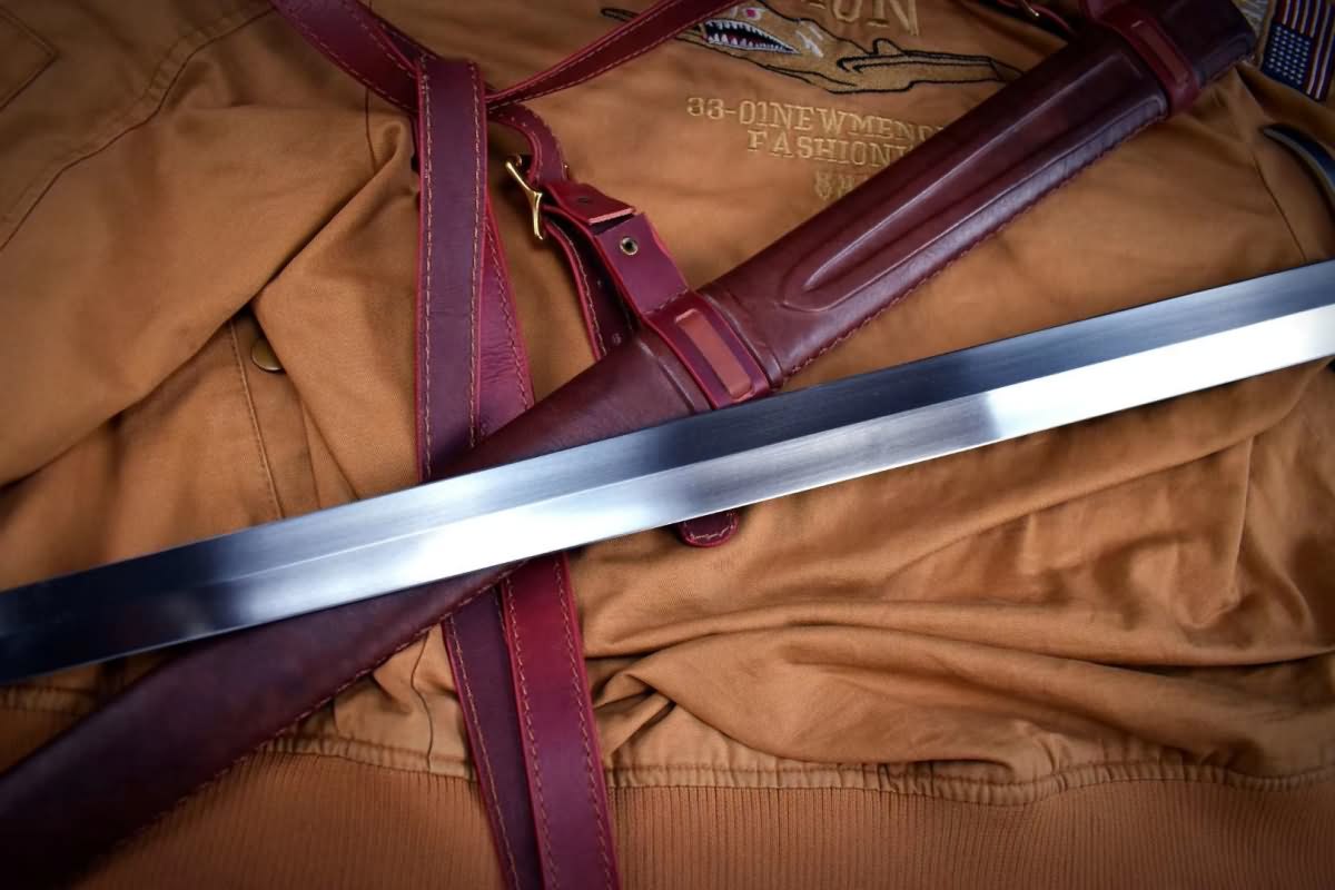 Mighty sword,High manganese steel/Full tang/Leather Scabbard - Chinese sword shop