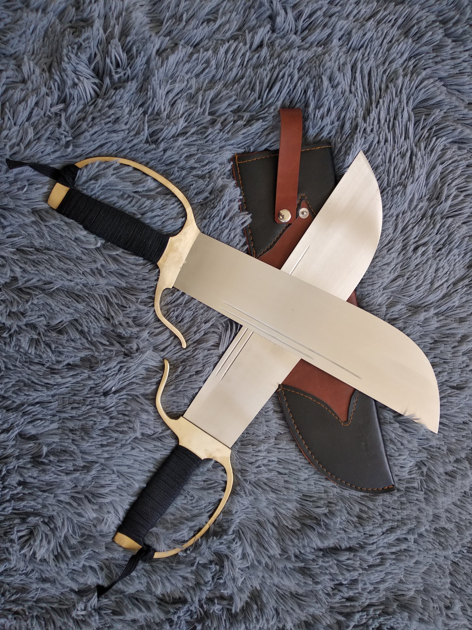 Wing chun Eight cut knife,Stainless steel blade,Leather,Brass - Chinese sword shop
