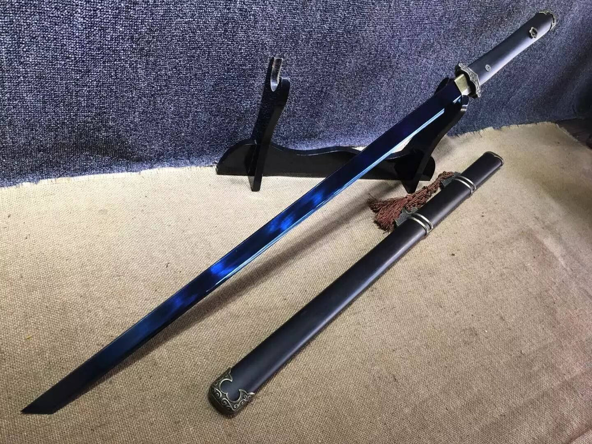 Tang dao,High carbon steel blue blade,Black wood,Alloy,Full tang - Chinese sword shop