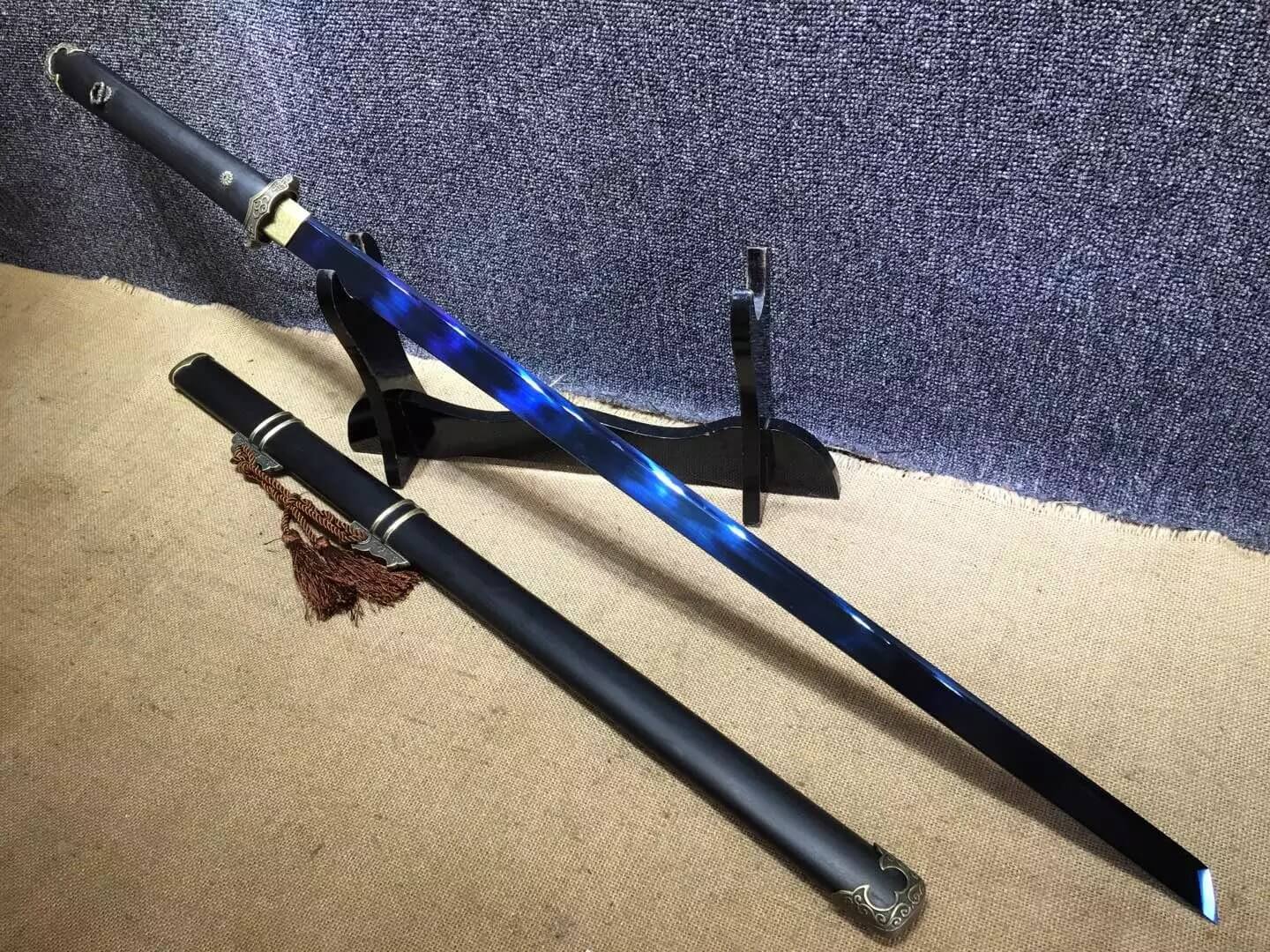 Tang dao,High carbon steel blue blade,Black wood,Alloy,Full tang - Chinese sword shop