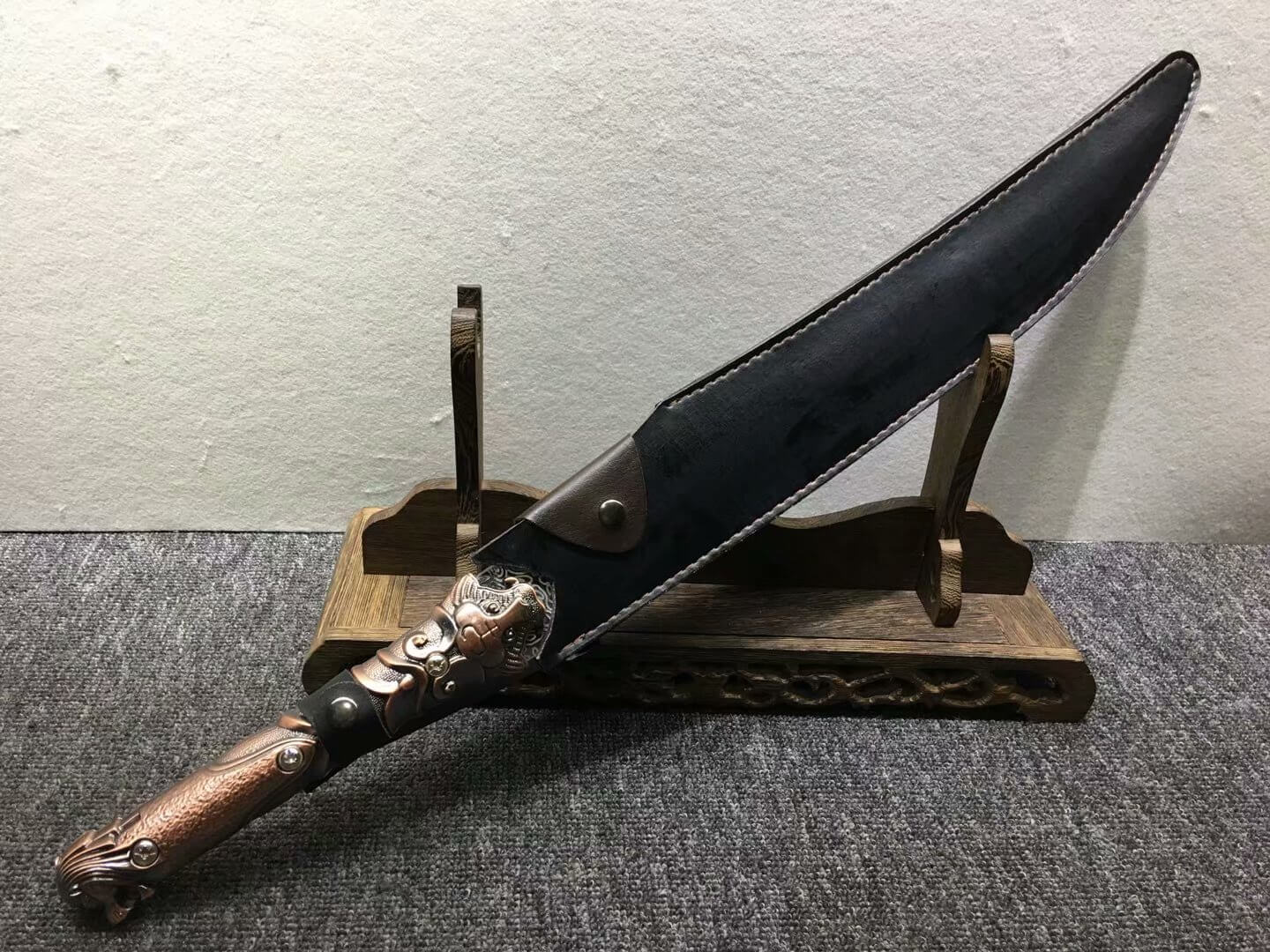 Hacking knife,High carbon steel etching blade,Leather scabbard,Alloy - Chinese sword shop