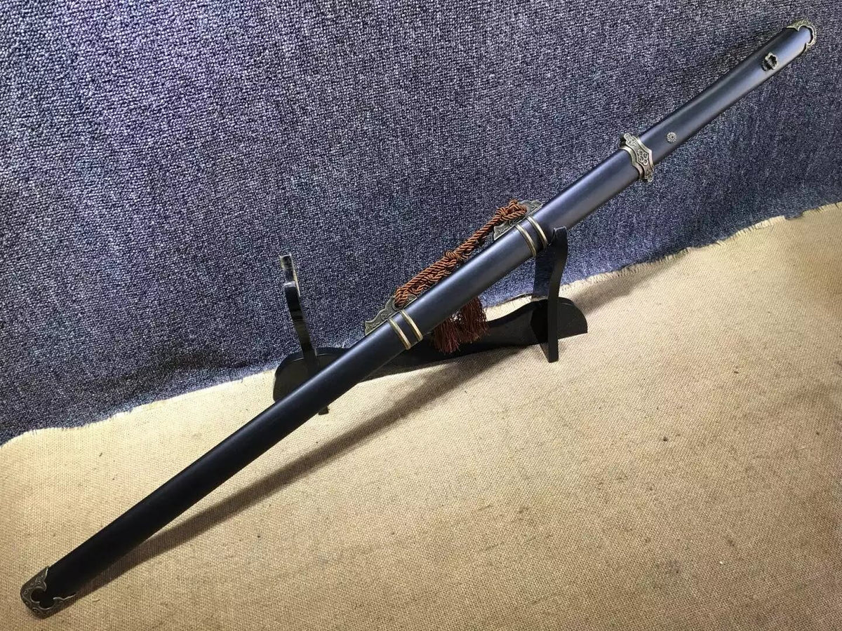 Tang dao,High carbon steel blue blade,Black wood,Alloy,Full tang - Chinese sword shop