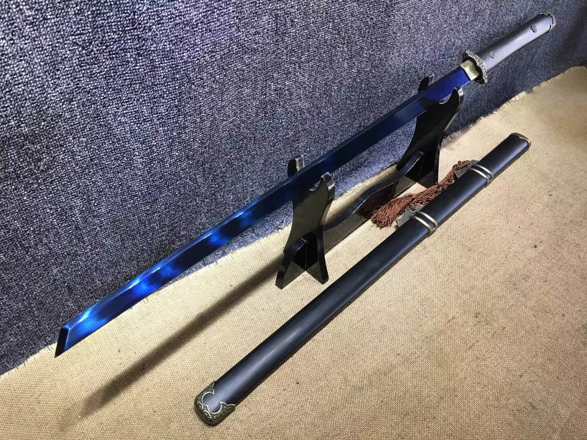 Tang dao,High carbon steel blue blade,Black wood,Alloy,Full tang - Chinese sword shop