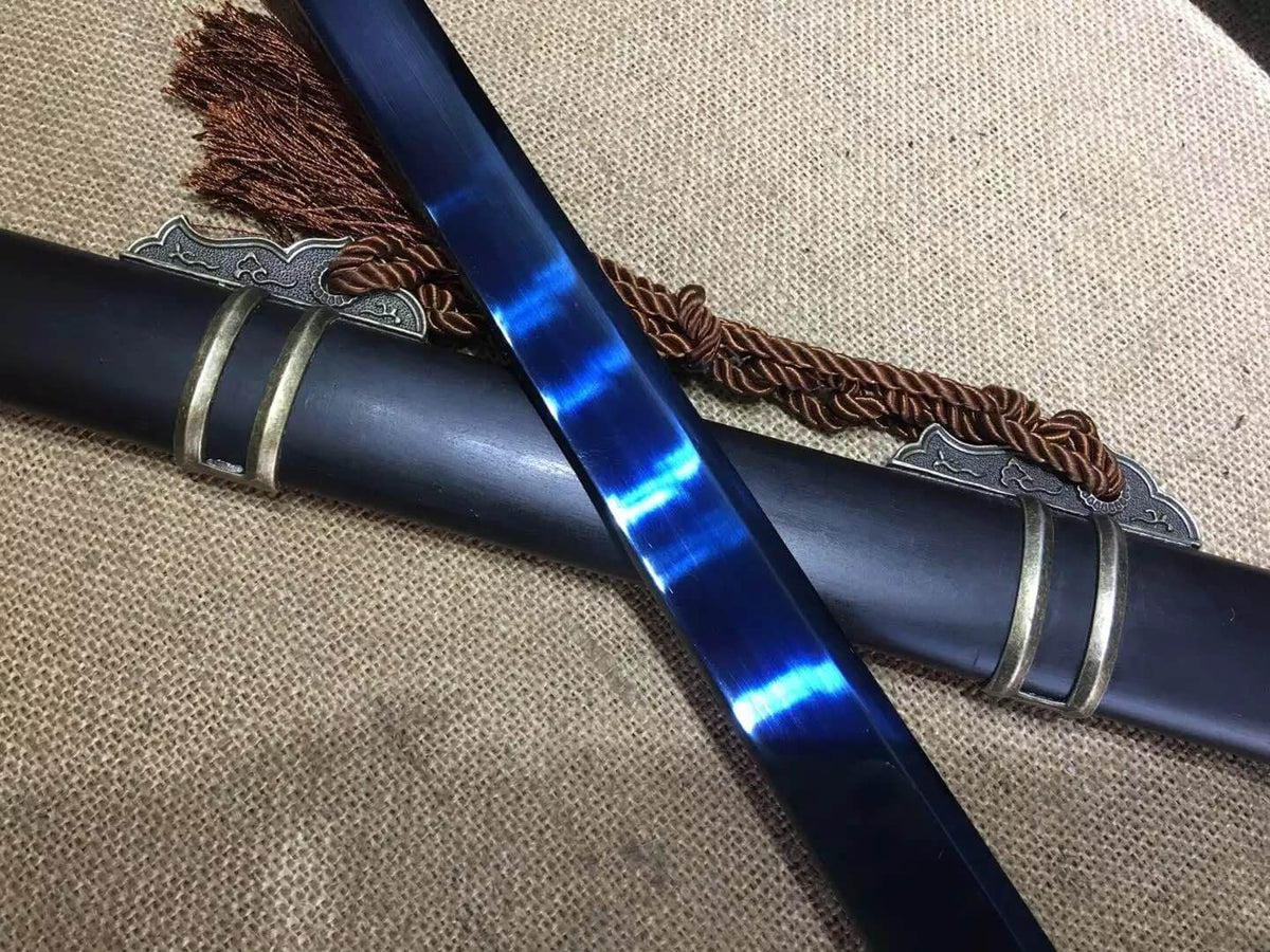 Tang dao,High carbon steel blue blade,Black wood,Alloy,Full tang - Chinese sword shop