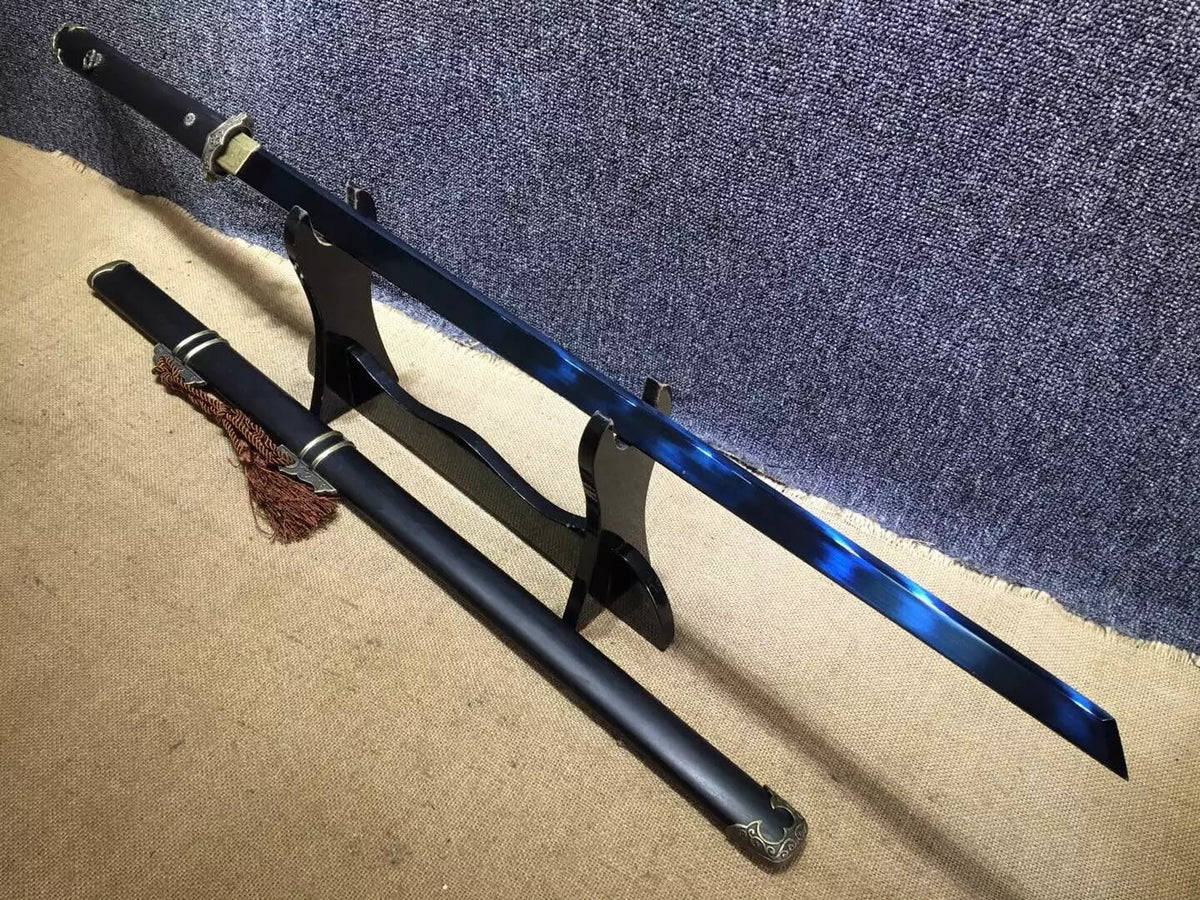 Tang dao,High carbon steel blue blade,Black wood,Alloy,Full tang - Chinese sword shop