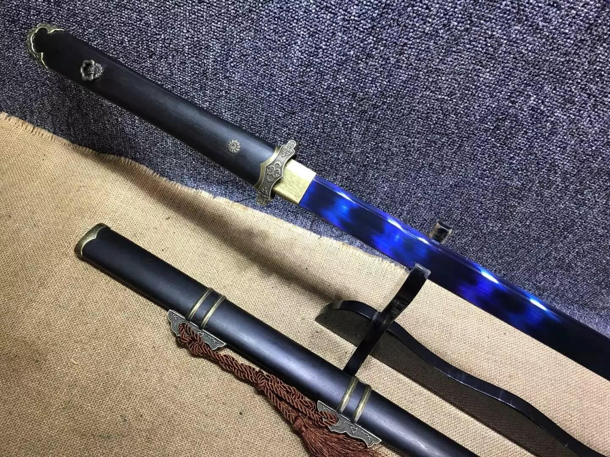 Tang dao,High carbon steel blue blade,Black wood,Alloy,Full tang - Chinese sword shop