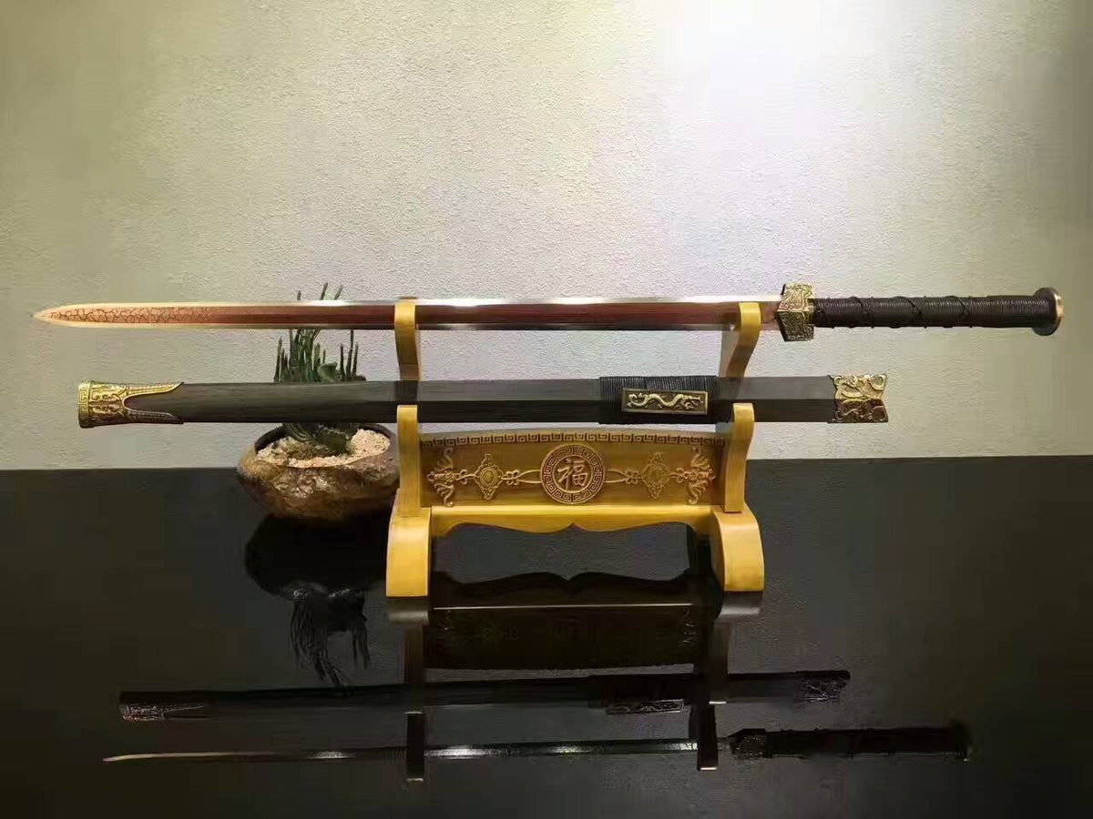 Han jian(High carbon steel red blade,Black wood scabbard,Alloy)Length 42" - Chinese sword shop